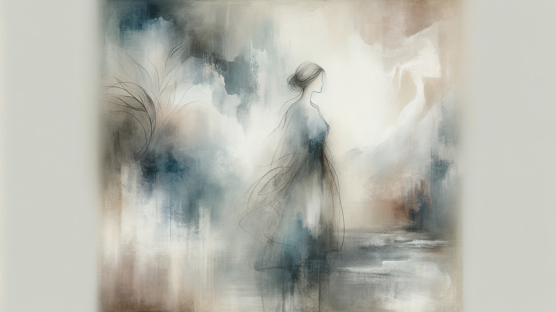 Abstract Illustration of a Woman by Serene Water
