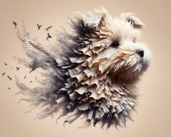 Whimsical Digital Painting of Wire-Haired Terrier Design