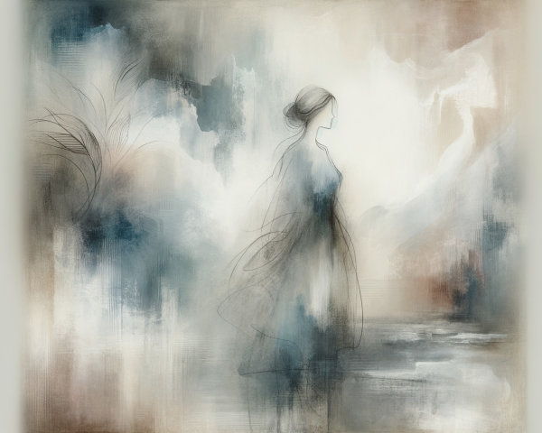 Abstract Illustration of a Woman by Serene Water