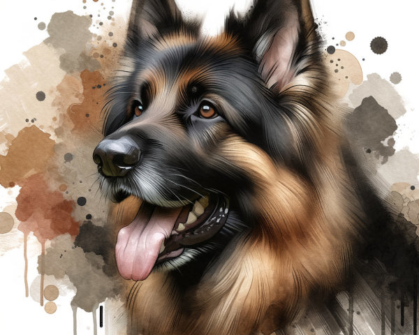 Illustrated German Shepherd Head with Expressive Features
