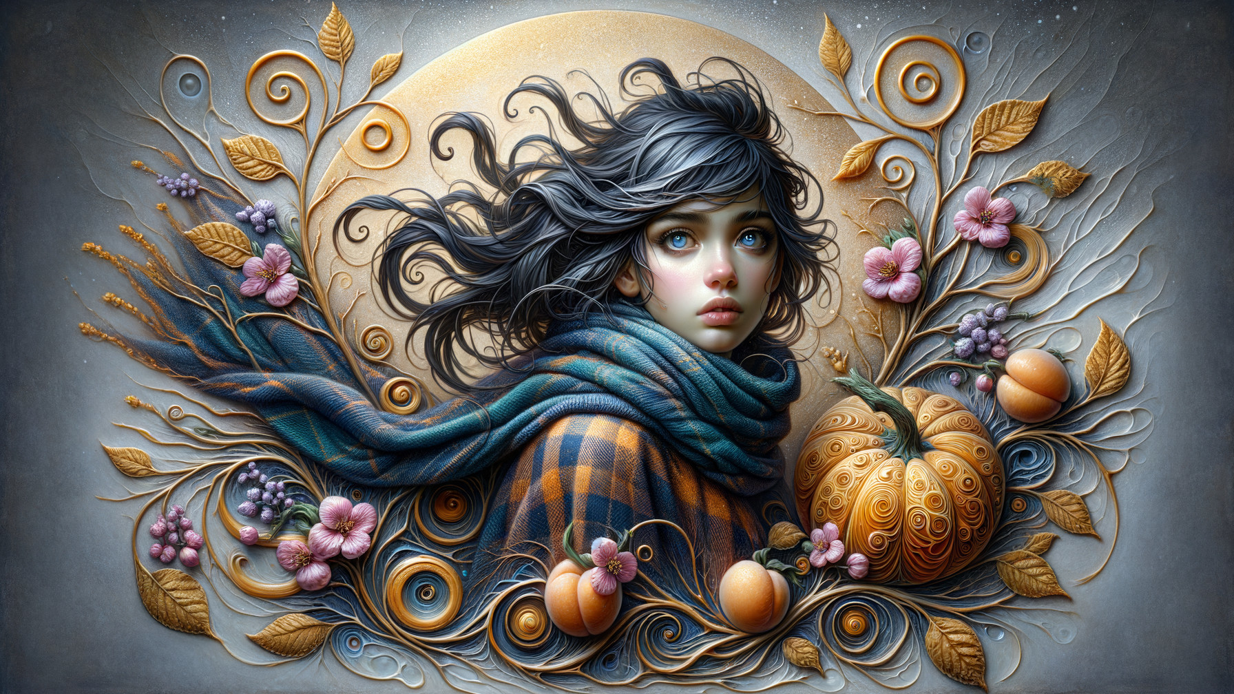 Whimsical Portrait of a Young Woman in Autumn Theme
