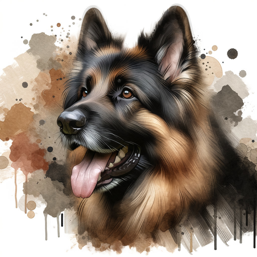 Illustrated German Shepherd Head with Expressive Features