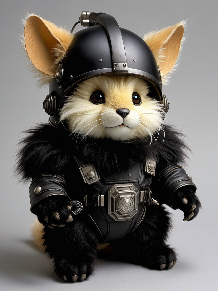 Anthropomorphic fox-like creature in armor and helmet