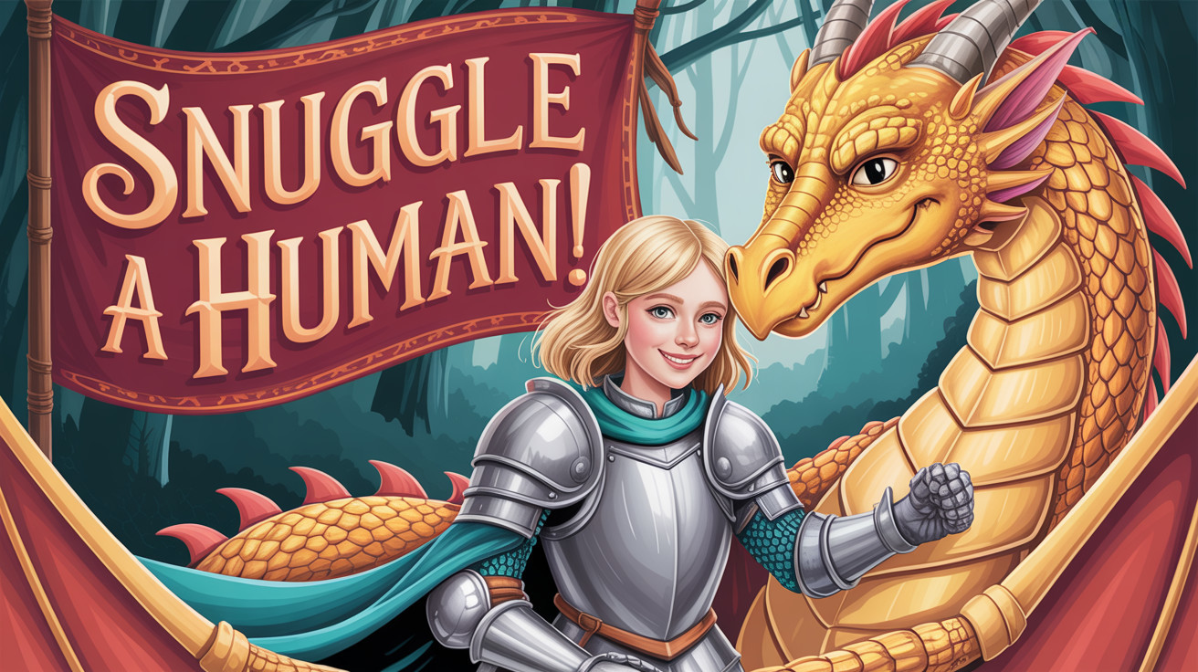 Smiling Knight and Golden Dragon in Mystical Forest