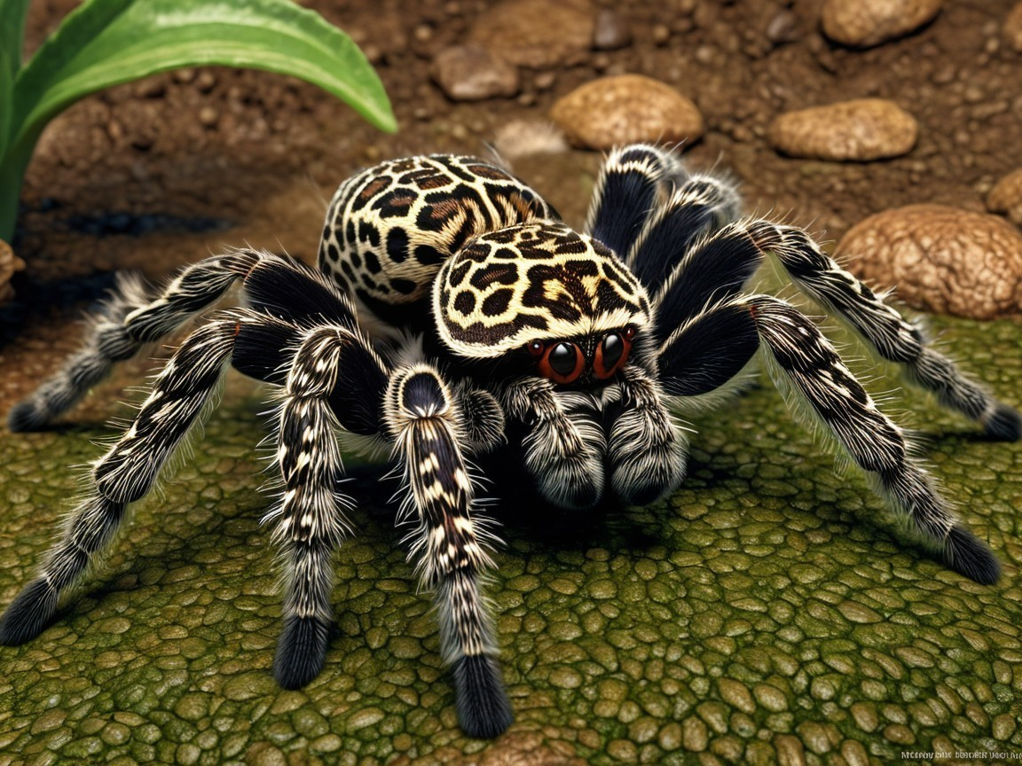 3D Rendering of Colorful Spider with Leopard Spots