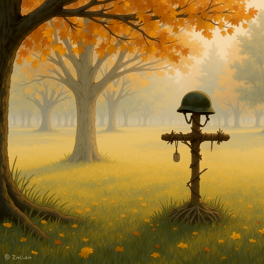Autumn Landscape with Remembrance Symbolism