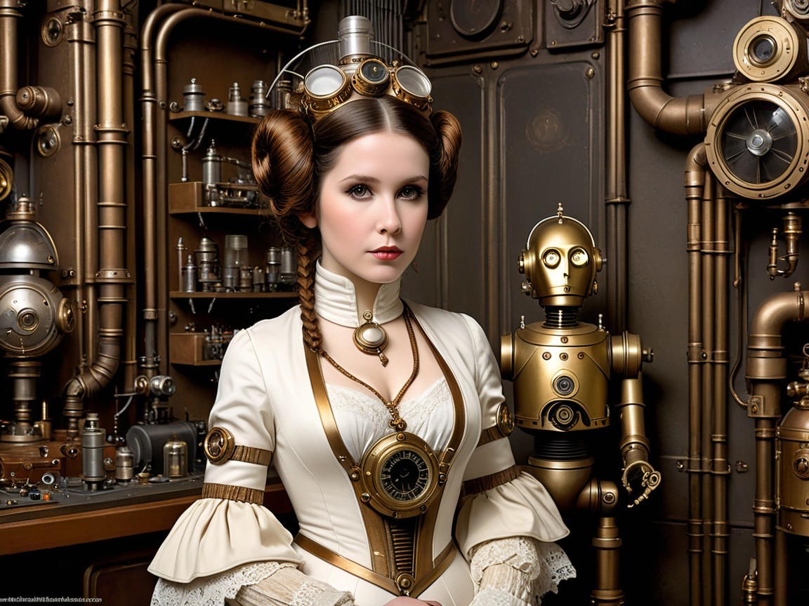 Elegant Steampunk Outfit with Intricate Details