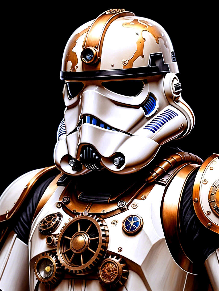 Futuristic Stormtrooper Helmet with Steampunk Design
