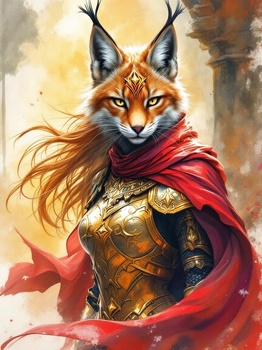 Majestic Fox-Headed Figure in Intricate Armor