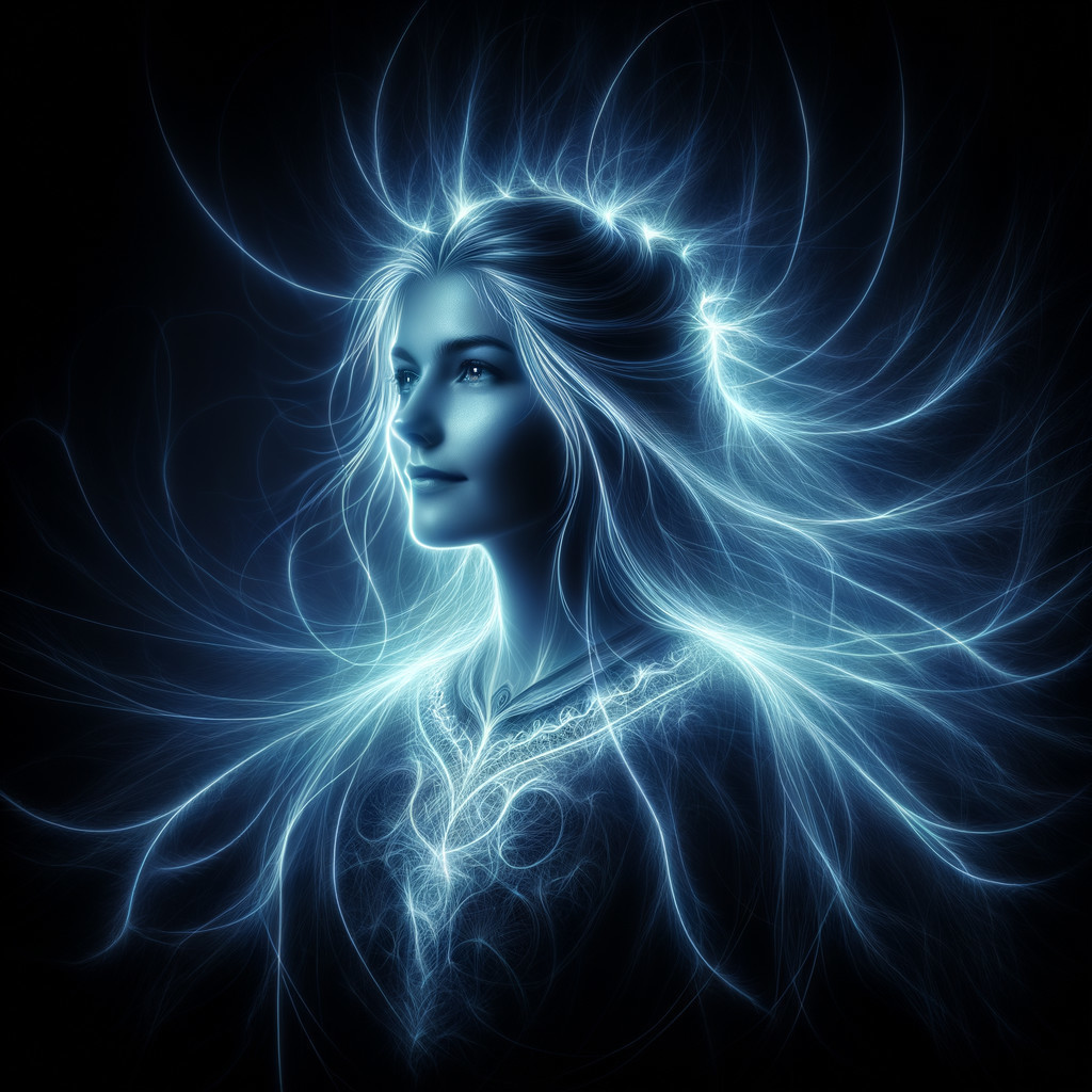 Mystical Figure with Ethereal Glow and Intricate Garment