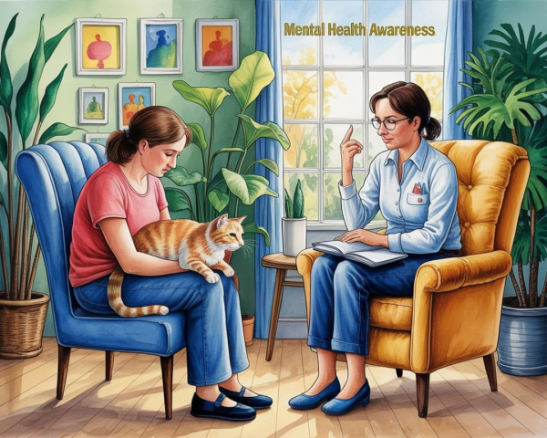 Cozy Room Scene Highlighting Mental Health Awareness