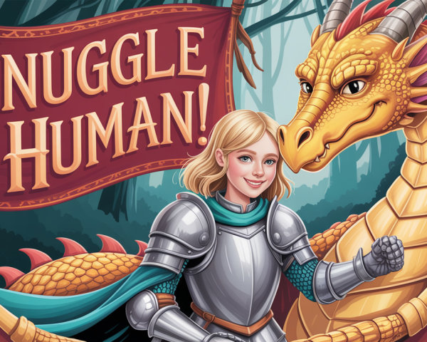 Smiling Knight and Golden Dragon in Mystical Forest