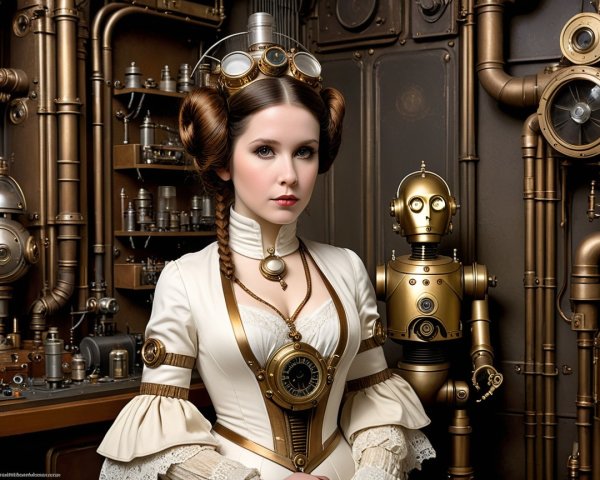 Elegant Steampunk Outfit with Intricate Details