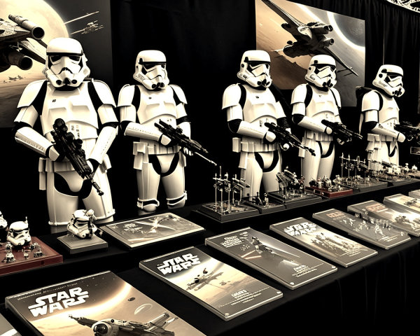 Life-sized Stormtrooper Figures with Star Wars Collectibles
