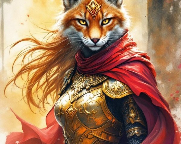 Majestic Fox-Headed Figure in Intricate Armor