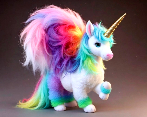 Vibrant Plush Unicorn Toy with Rainbow Mane and Tail