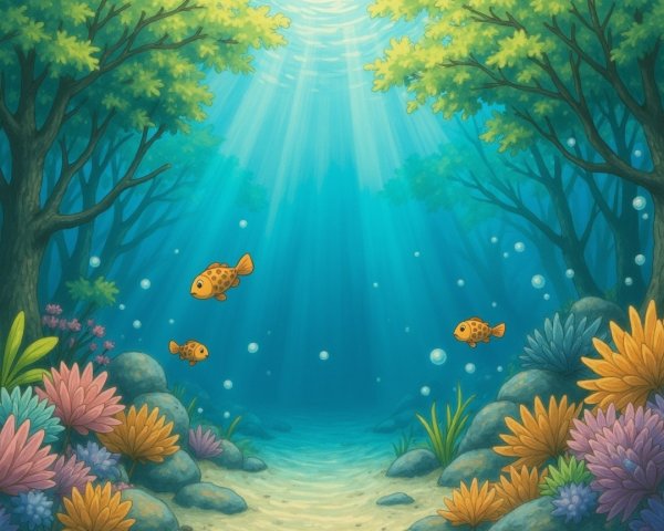 Vibrant Underwater Scene with Coral and Fish