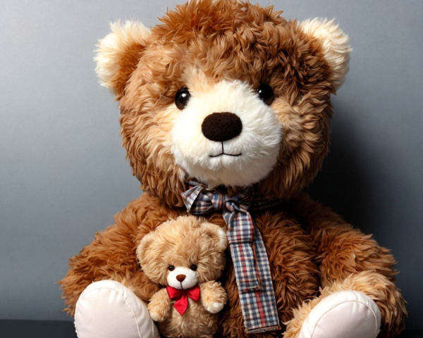 Fluffy Brown Teddy Bear with Cute Companion