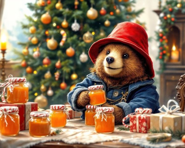 Detailed Photograph of Anthropomorphic Bear with Jam