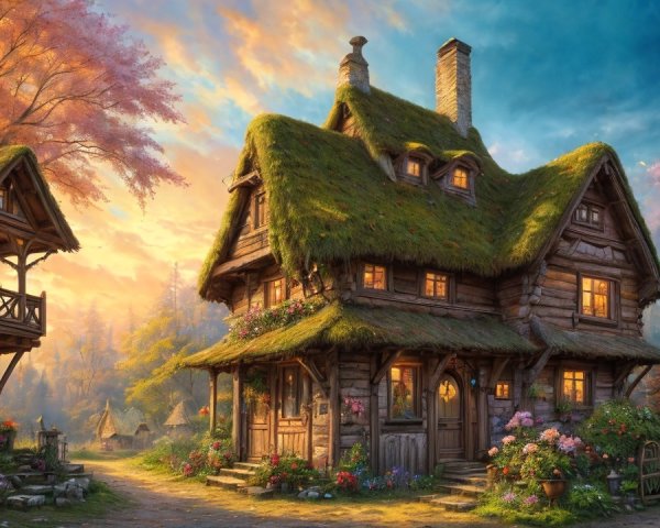 Fairytale Cottage Surrounded by Autumn Foliage