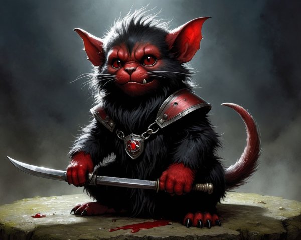 Fierce Creature with Black and Red Fur in Armor