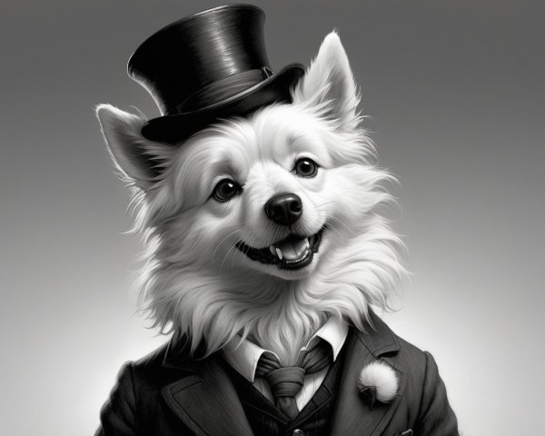 Elegant Dog in Formal Suit and Top Hat