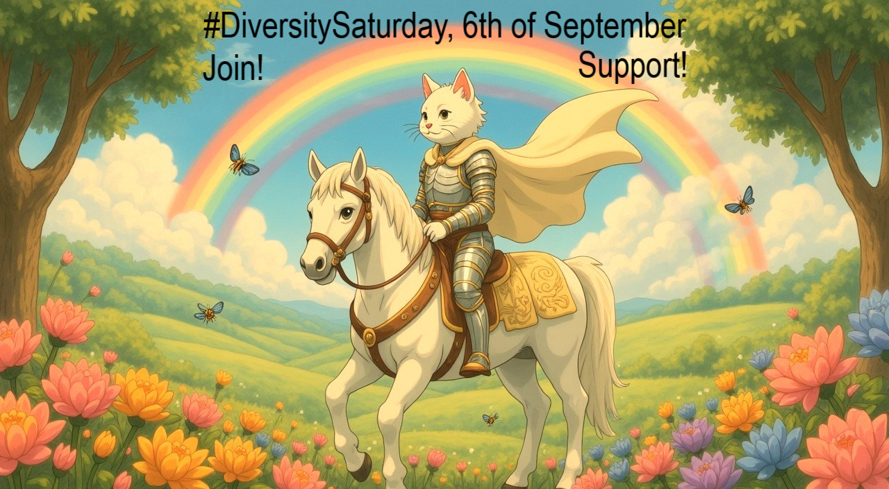 Heroic Cat in Armor Riding Horse in Colorful Landscape