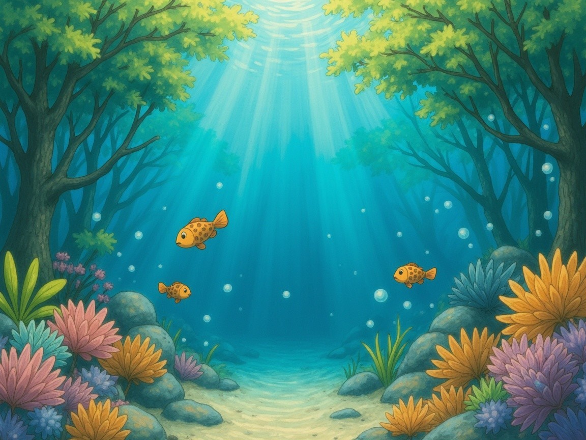 Vibrant Underwater Scene with Coral and Fish