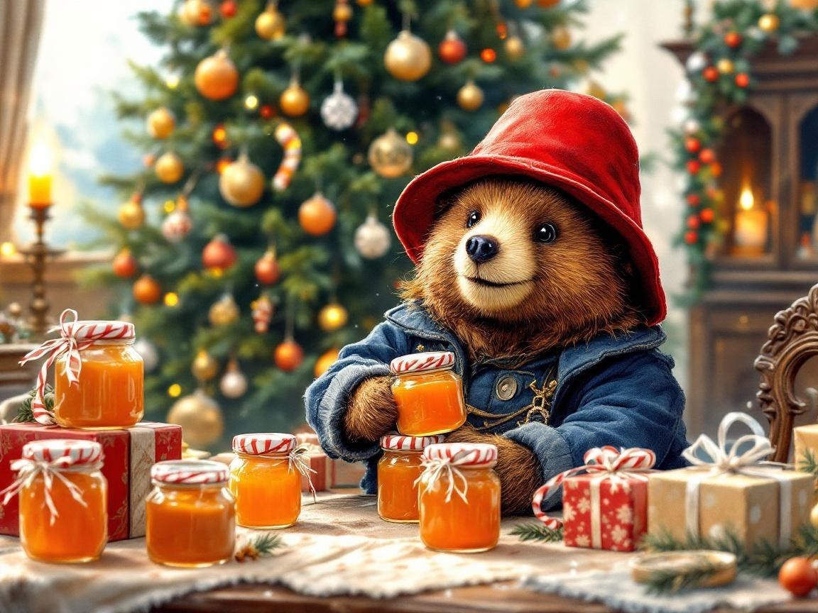 Detailed Photograph of Anthropomorphic Bear with Jam