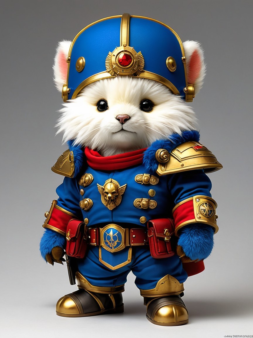 Fluffy Creature in Regal Military Uniform with Details