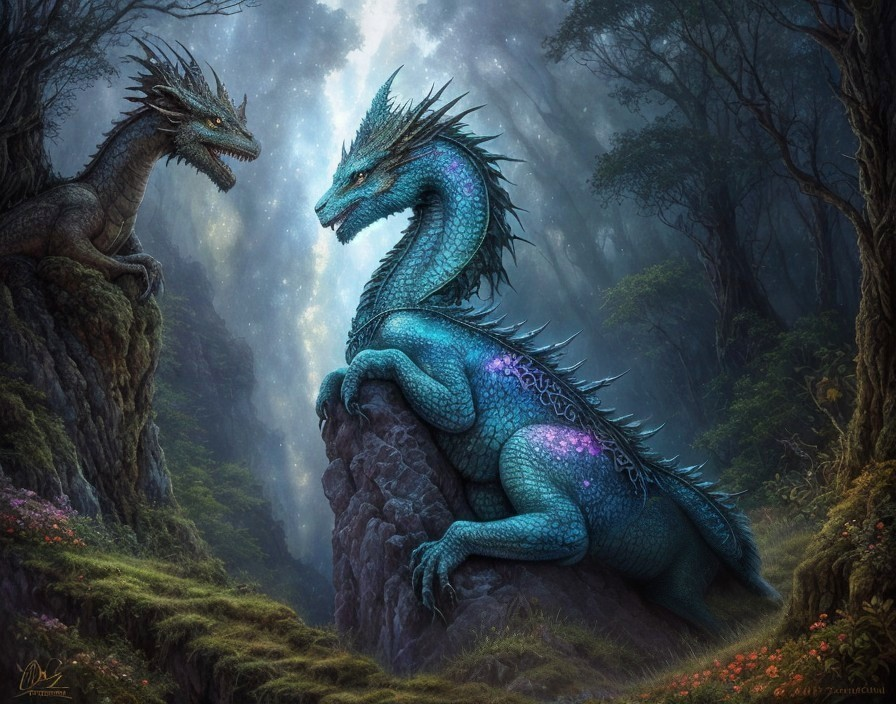 Forest Dragons on Misty Morning  (A ♥ for Dragons!)