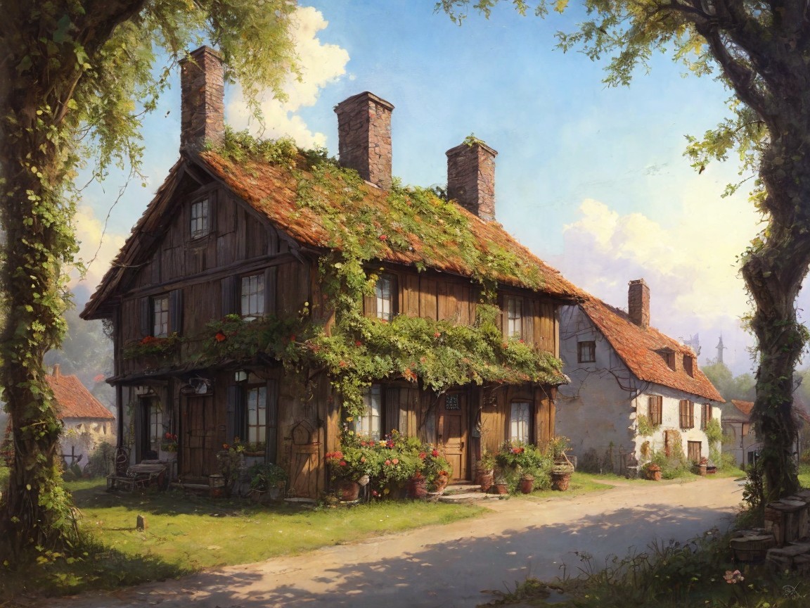 Charming Wooden House in a Picturesque Countryside