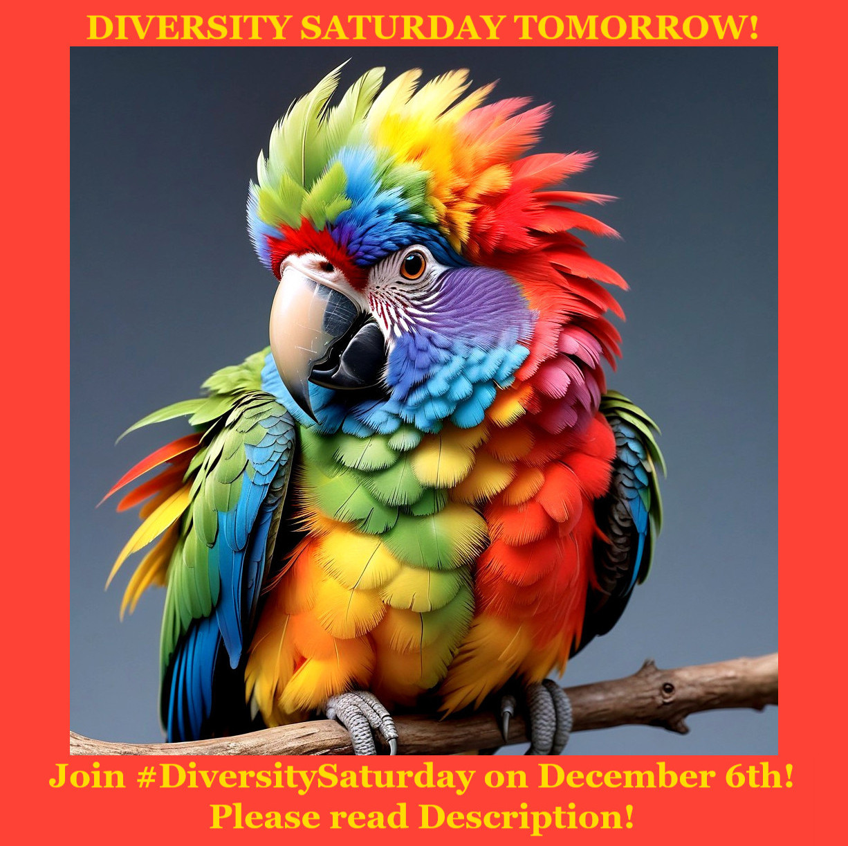 Vibrant Multi-Colored Macaw Against Red Background