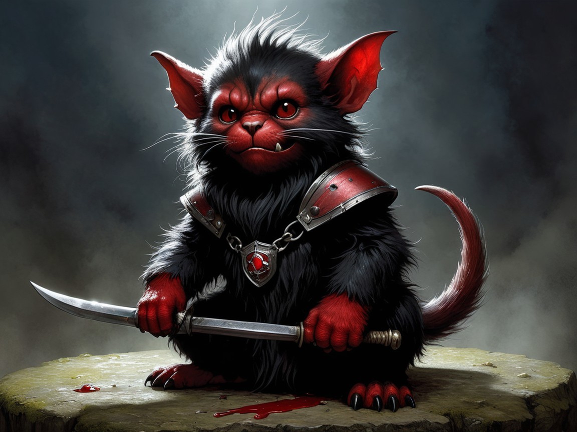 Fierce Creature with Black and Red Fur in Armor