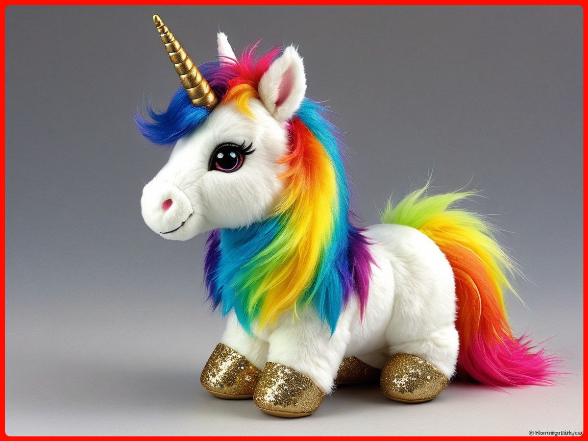 Charming Fluffy White Stuffed Unicorn Toy Description