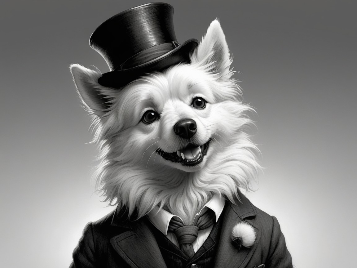 Elegant Dog in Formal Suit and Top Hat