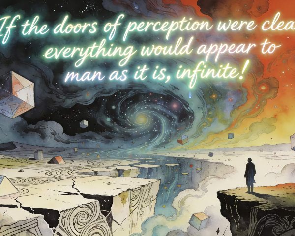 Watercolor and Ink Illustration of Cosmic Landscape