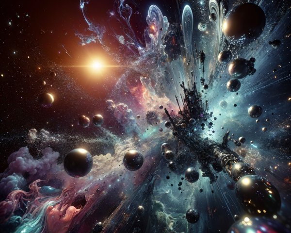 Cosmic Scene with Colorful Galaxies and Stars