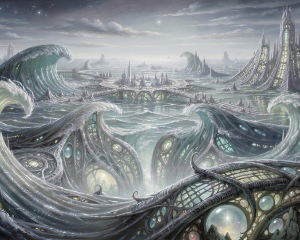 Futuristic Underwater City with Ethereal Architecture