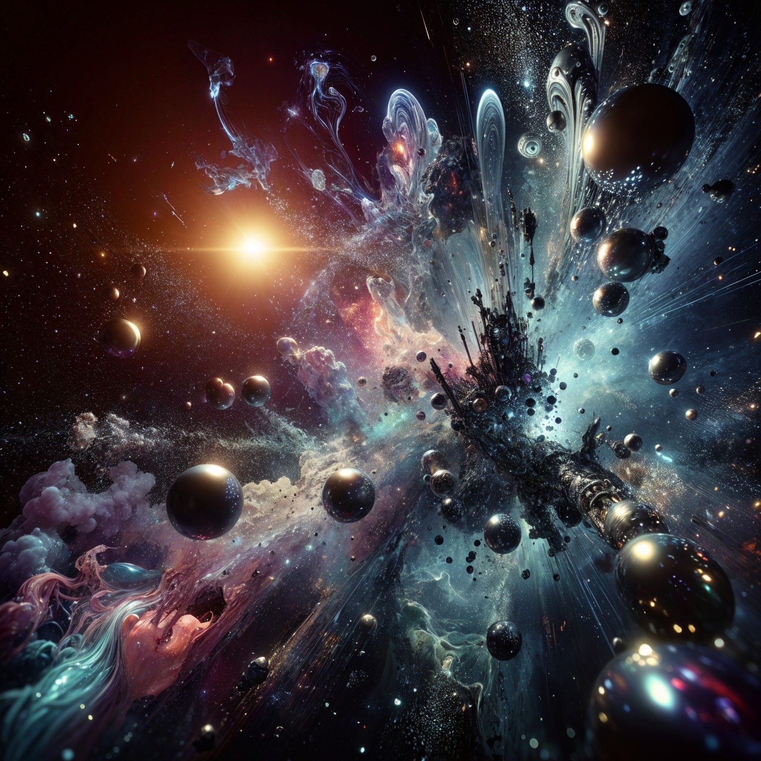 Cosmic Scene with Colorful Galaxies and Stars