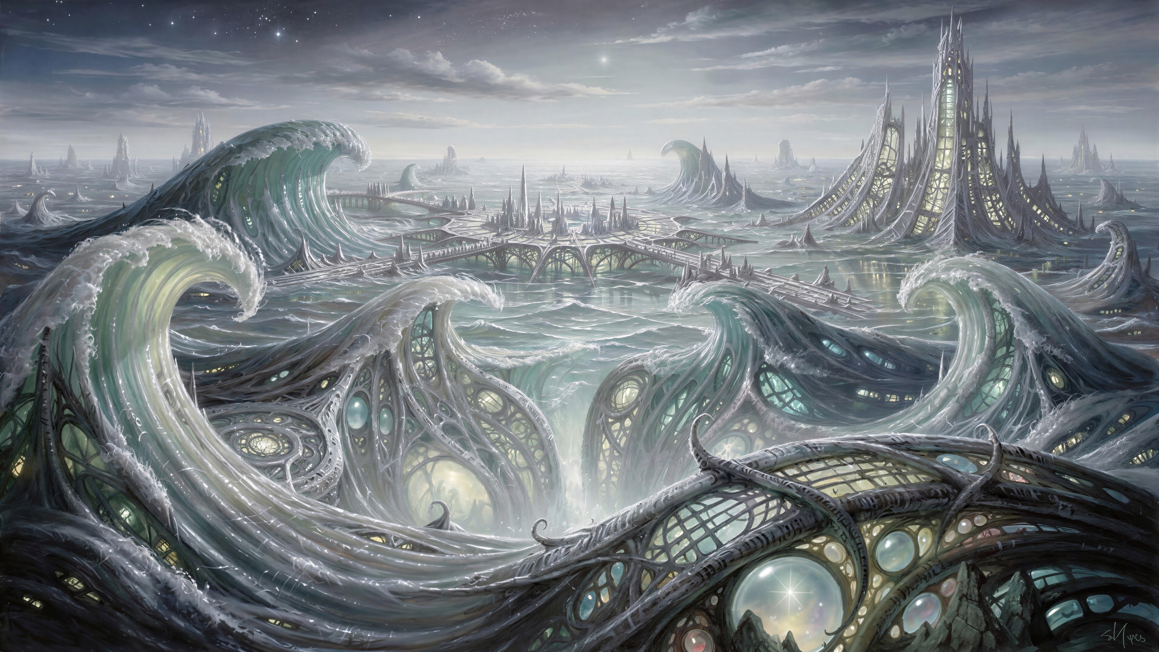 Futuristic Underwater City with Ethereal Architecture