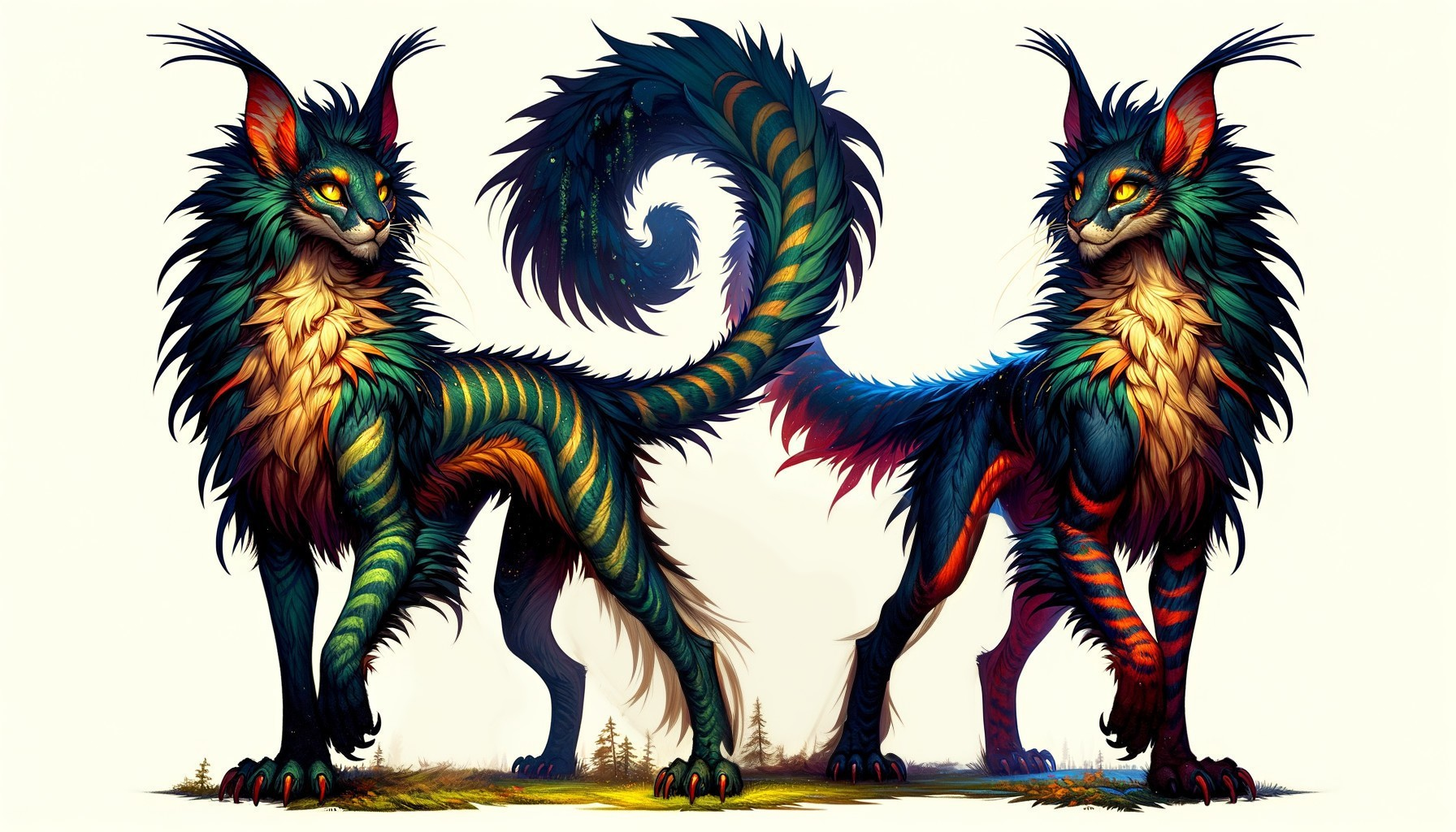 Vibrant Fantastical Creatures with Colorful Fur