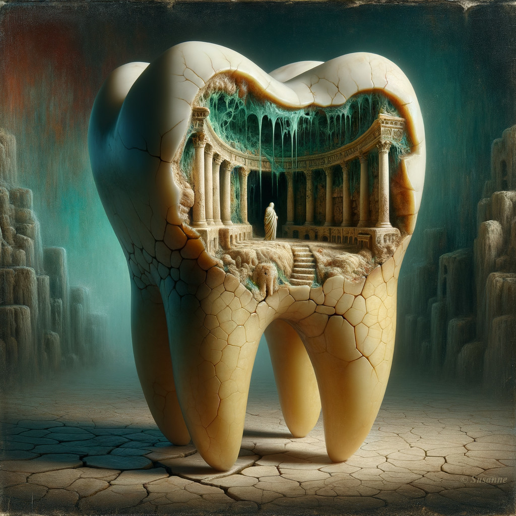 Surreal Tooth with Miniature Greek Structure Inside