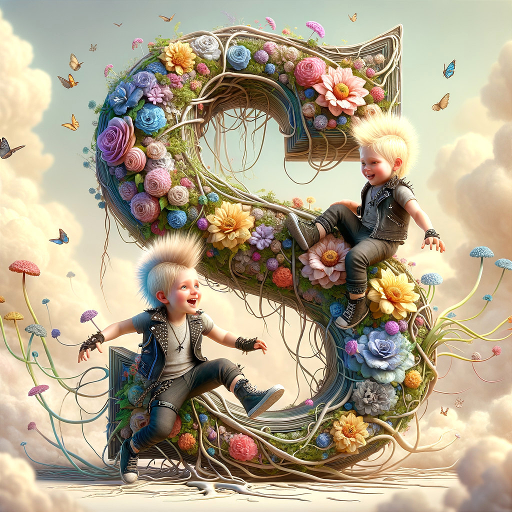 Whimsical Scene with Number 2 and Playful Children