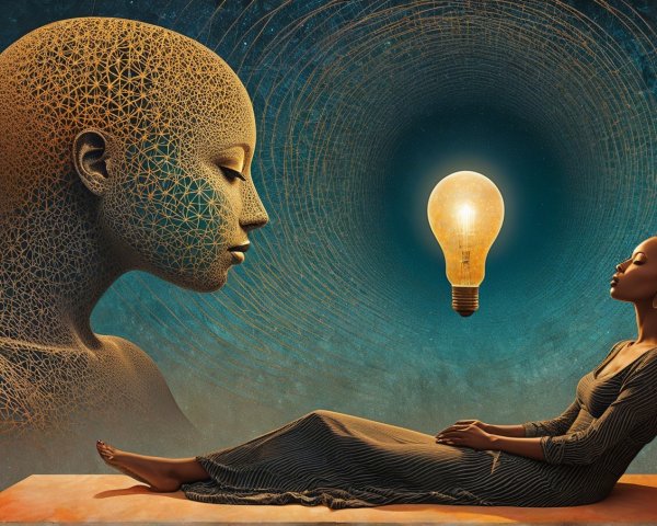 Surreal Portrait of Mindfulness and Inspiration