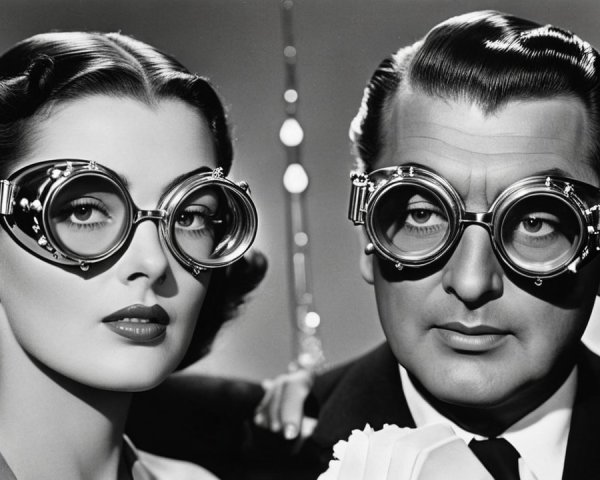 Stylish Black and White Portrait of Vintage Eyewear