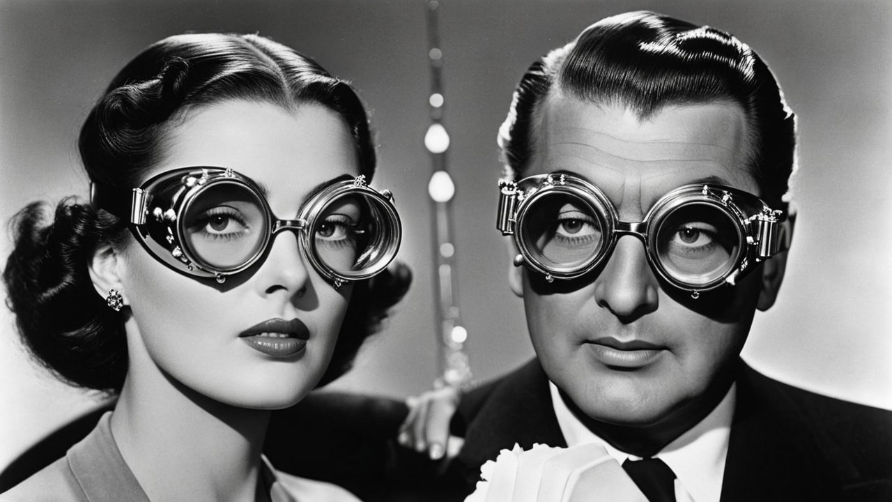 Stylish Black and White Portrait of Vintage Eyewear