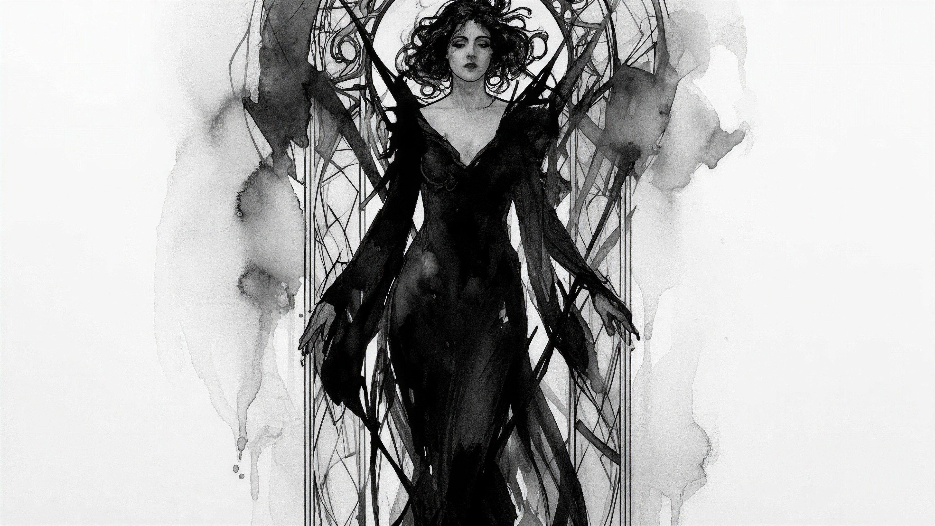 Stunning Young Sorceress in Intricate Wedding Attire