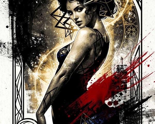 Stylized Art Nouveau Illustration of a Woman