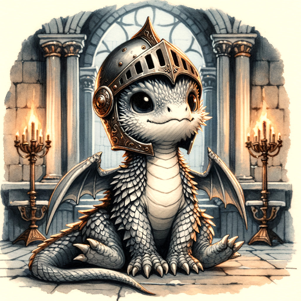 Charming Dragon Hatchling in Grand Castle Setting